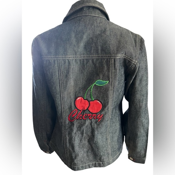 Hostess Pick ☄️💥 Unique Vintage ILLUSIONZ Denim Jacket with Red Cherry Accents - Picture 9 of 11